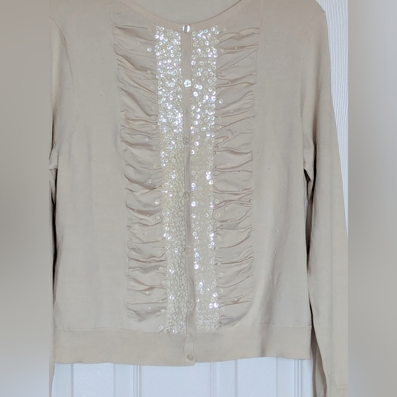 Liz Claiborne Womens (Size Large) Cardigan w/Beading, Sequins & Rouching Detail - Picture 5 of 14